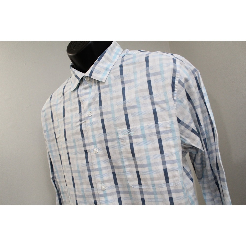Tommy Bahama Marlin Dress Shirt‎ Plaid Pima Cotton Long Sleeve Mens Large